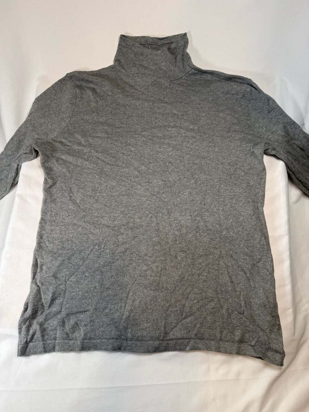 Jones New York Women's Gray Cotton Cashmere Blend Long Sleeve Turtleneck Sweater